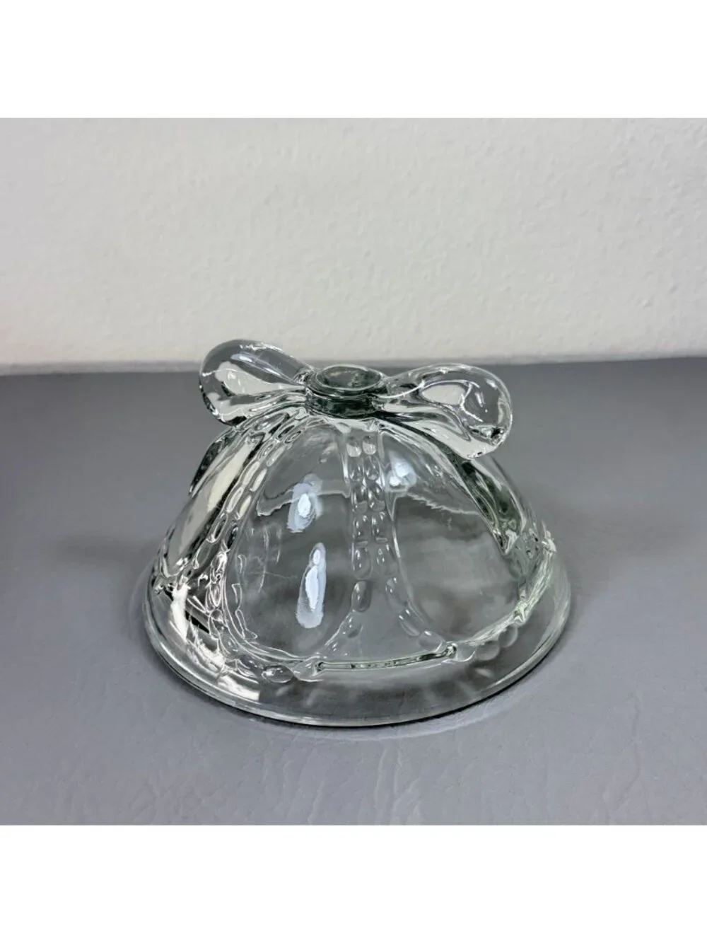 Vintage Clear Glass Easter Egg Candy Jar Container with Bow Lid 8